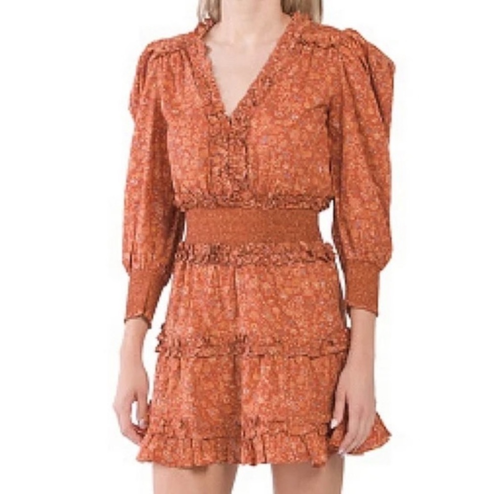 NEW! House of Harlow 1960 Wallis Rust Floral Dress Size Small